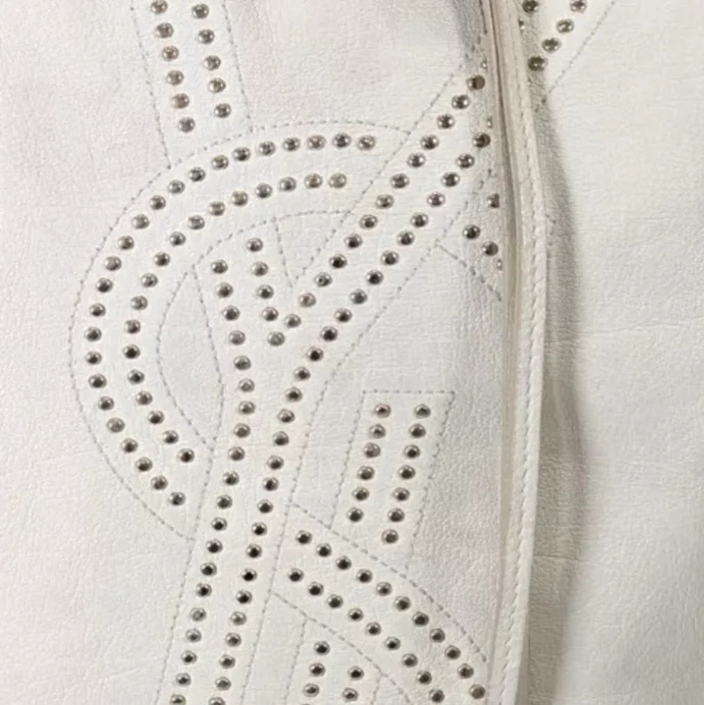 YSL 🔥 Rare 🔥 Leather Kahala Studded Cream Tote Bag, Large! - Picture 2 of 12